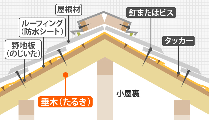 垂木周辺の屋根の構造