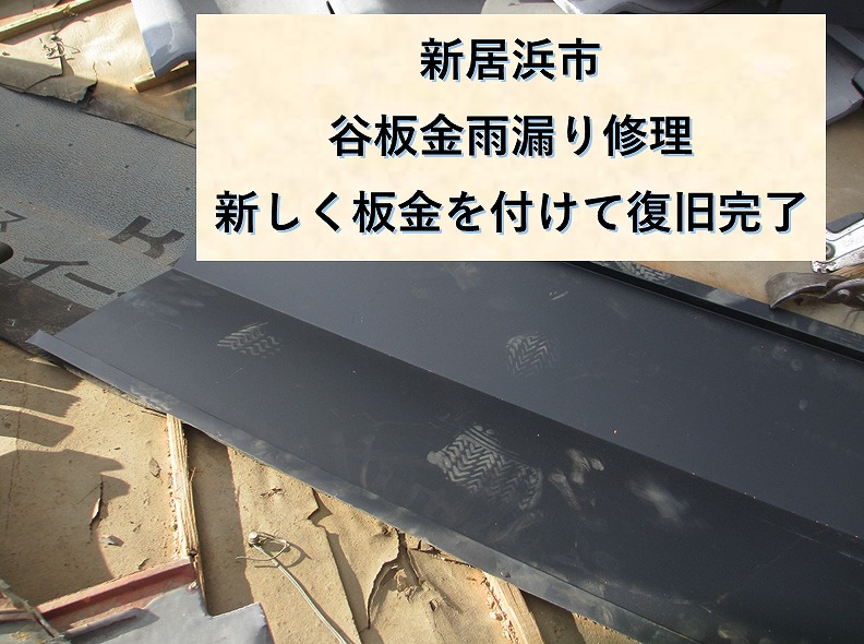 新居浜市の谷板金入れ替え工事。板金交換と瓦の復旧で雨漏り悩みが解決しました。